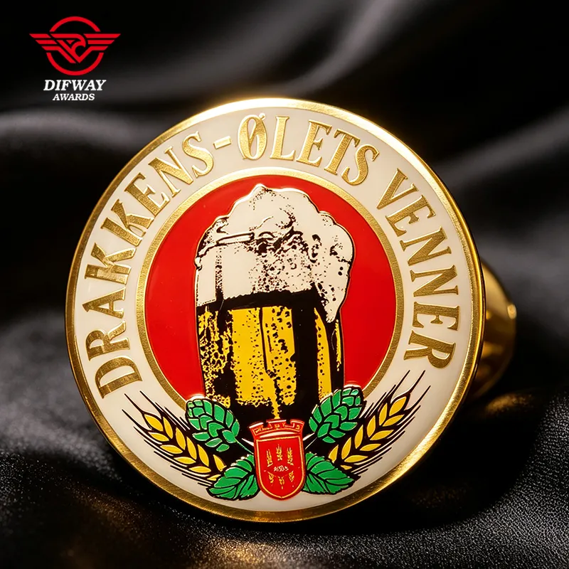 Pines de solapa de latón estampado con impresión epoxi para festivales y eventos de clubes